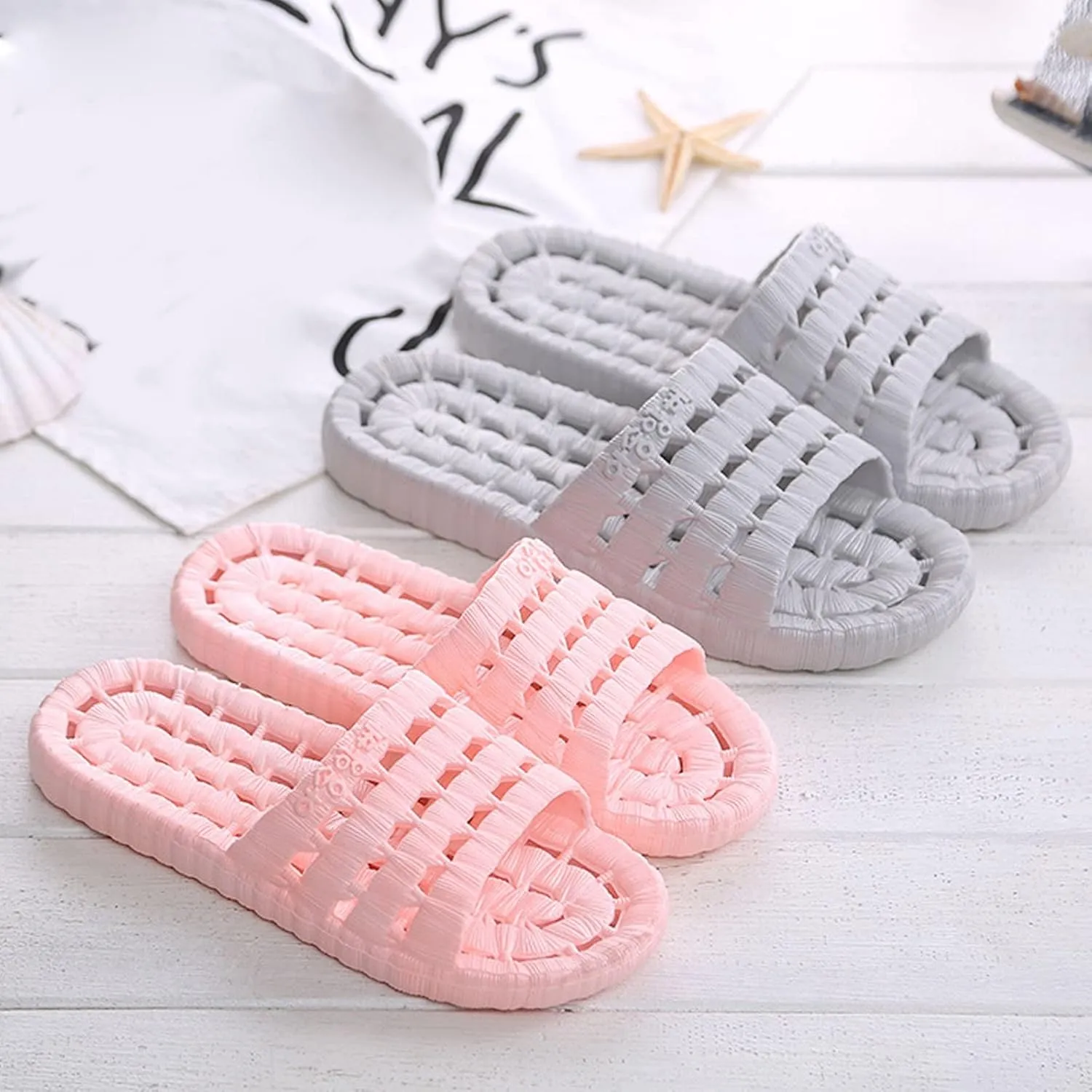Bathroom Slippers Men Womens Slides Cloud Slippers for Men Slides for Women Spa Soft Sole Living Room
