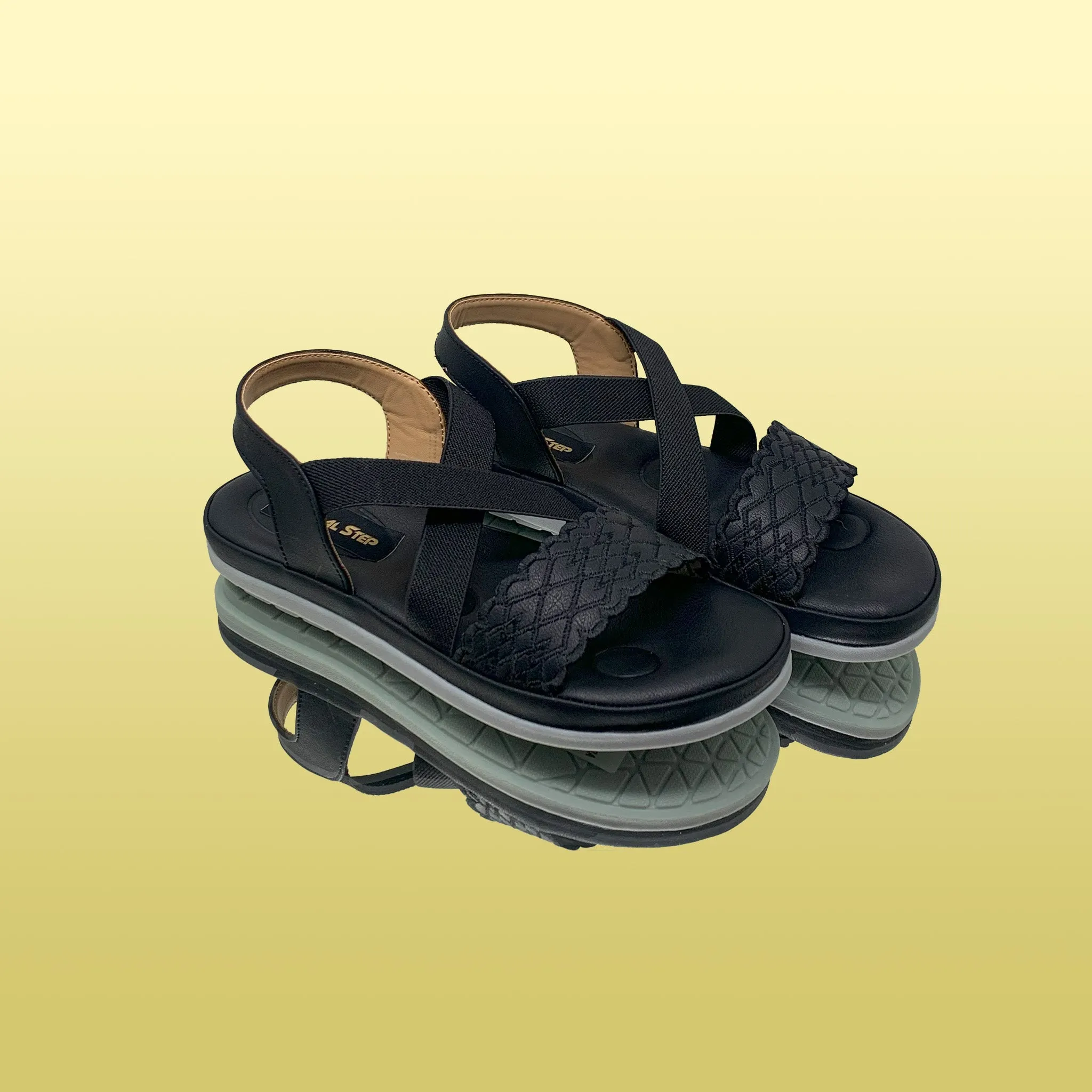Black Cross-Strap Sandals