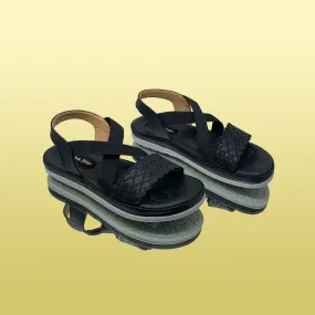 Black Cross-Strap Sandals
