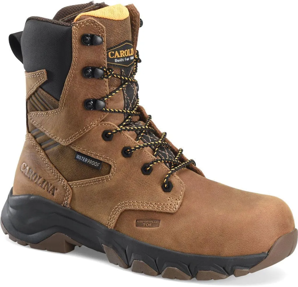 Carolina Subframe 8" Comp Toe Side Zip Waterproof Work Boot for Men - Lightweight, Durable, Slip-Resistant, Dark Brown - 8 2E