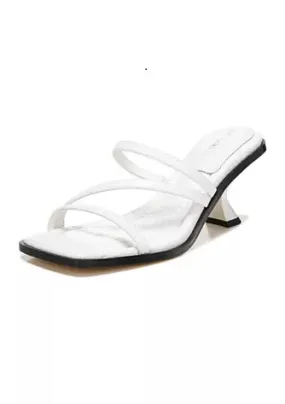 Circus by Sam Edelman Felicity White Croc Print Open Toe Flared Heeled Sandals
