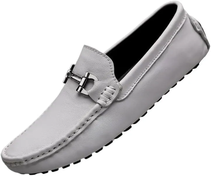Classic Mens Loafers - PU Leather Round Toe Driving Shoes | Lightweight, Anti-Slip Sole for Wedding, Walking | Solid Color Slip-On Comfort