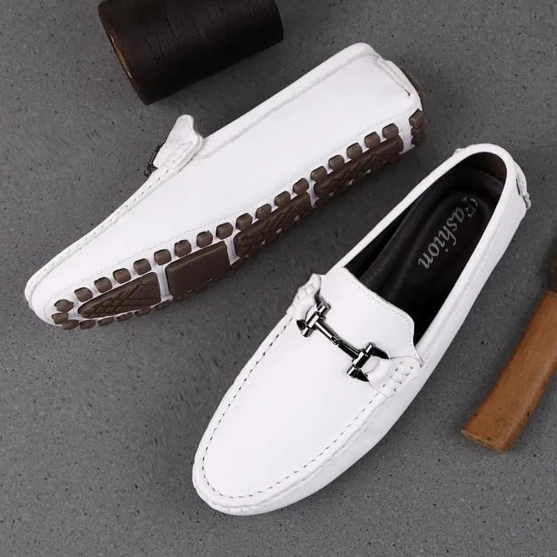 Classic Mens Loafers - PU Leather Round Toe Driving Shoes | Lightweight, Anti-Slip Sole for Wedding, Walking | Solid Color Slip-On Comfort