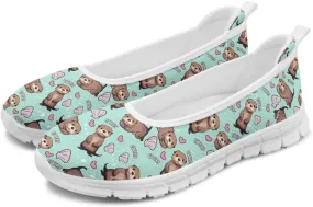 Coloranimal Flats for Women Walking Shoes Womens Loafers Mesh Flats Athletic Shoes Breathable Cute Travel Shoes Casual Flats White Sole