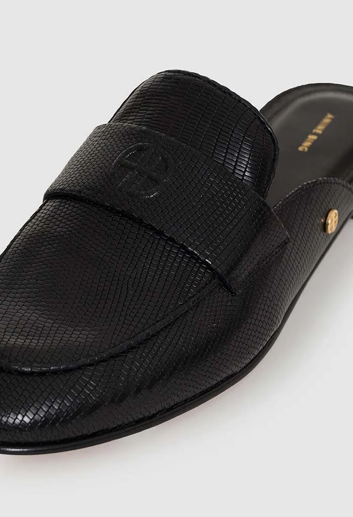 Corrine Mules - Mini Embossed Black