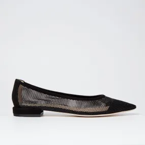 Doris Black netted flat