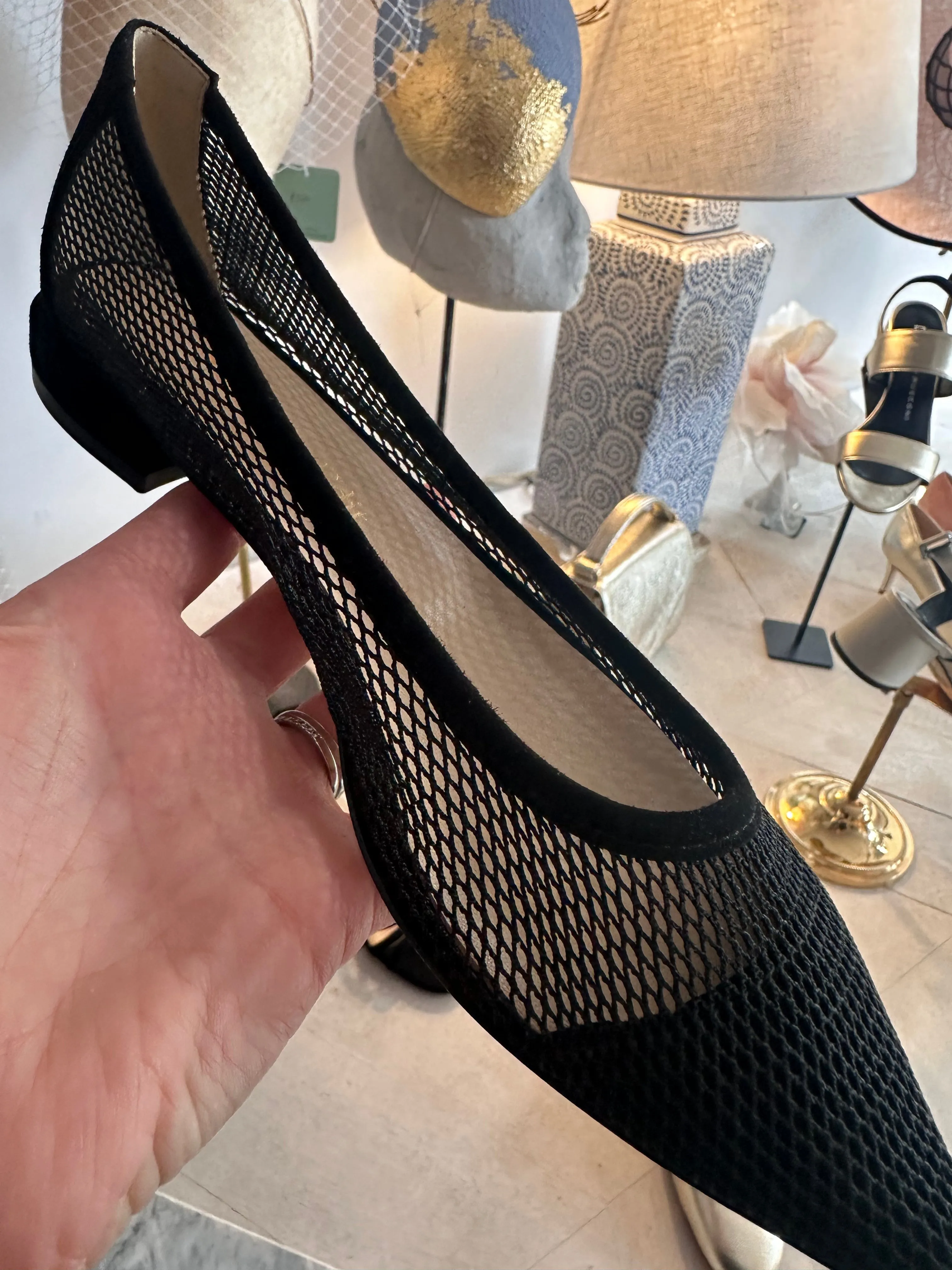 Doris Black netted flat