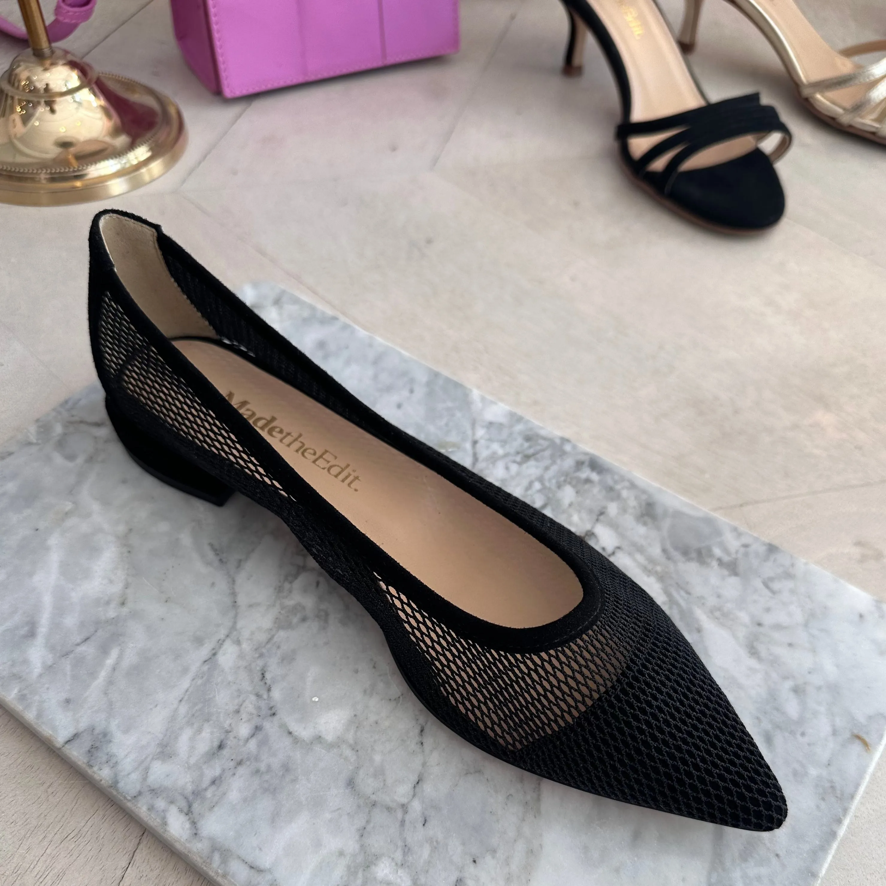 Doris Black netted flat