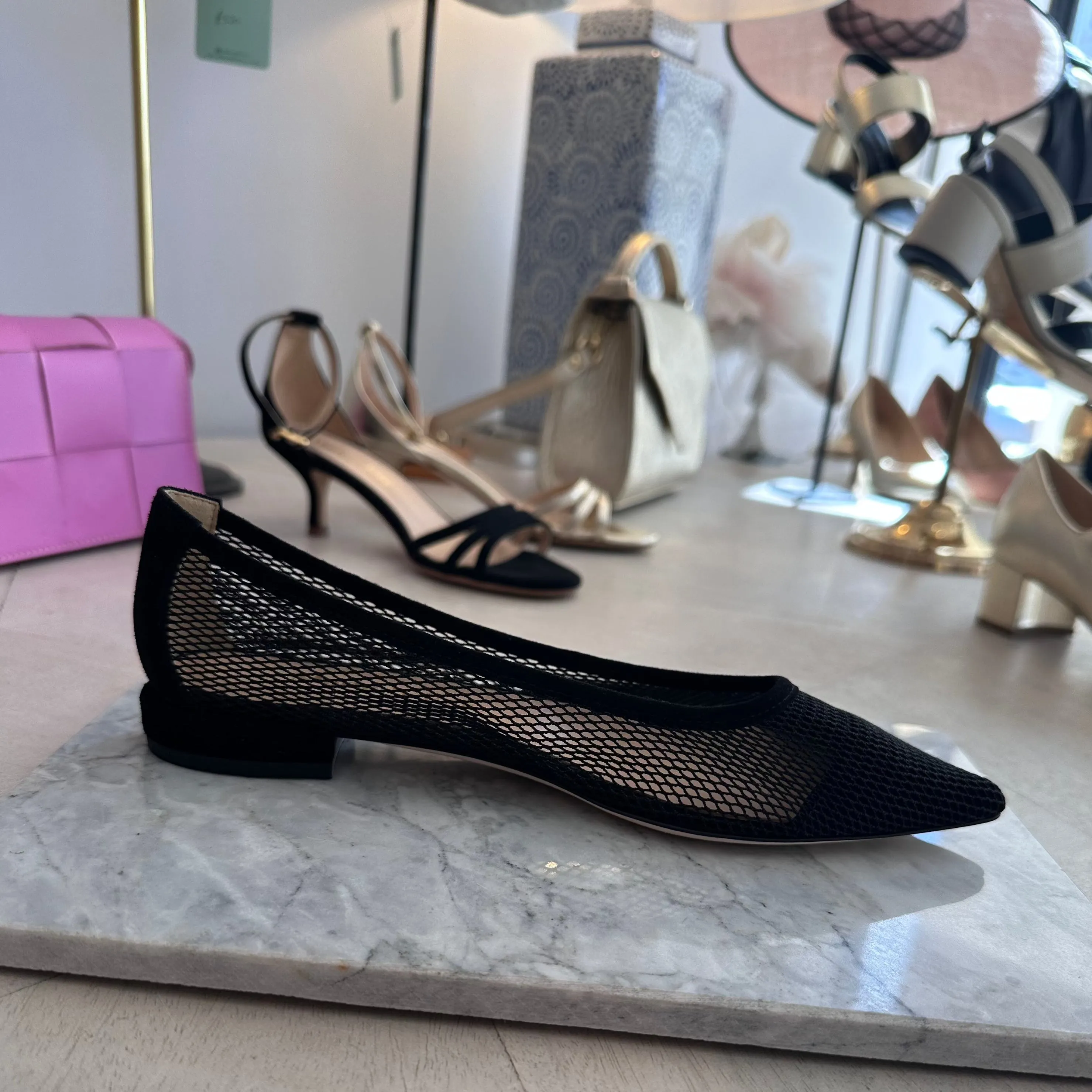 Doris Black netted flat