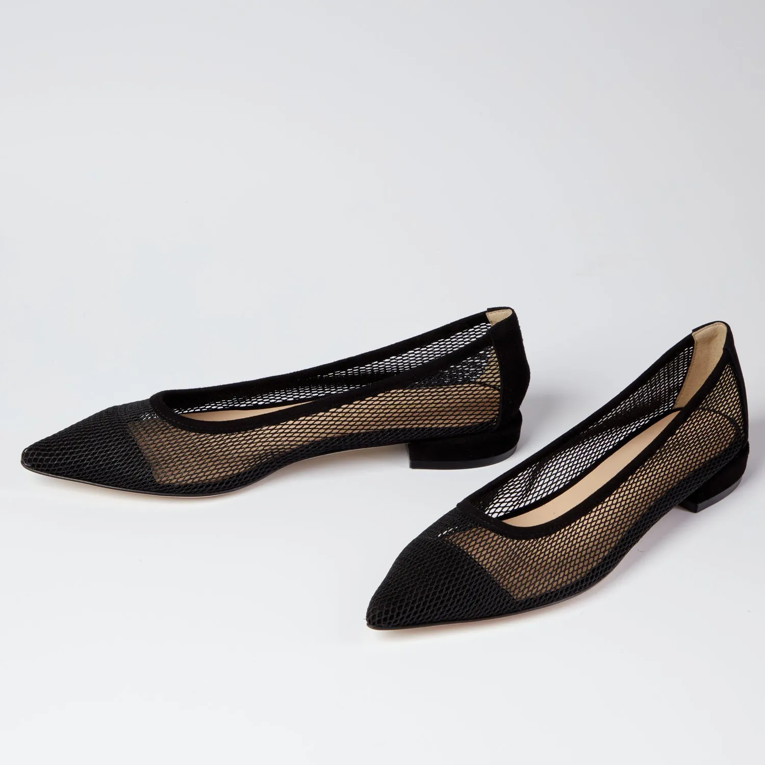 Doris Black netted flat