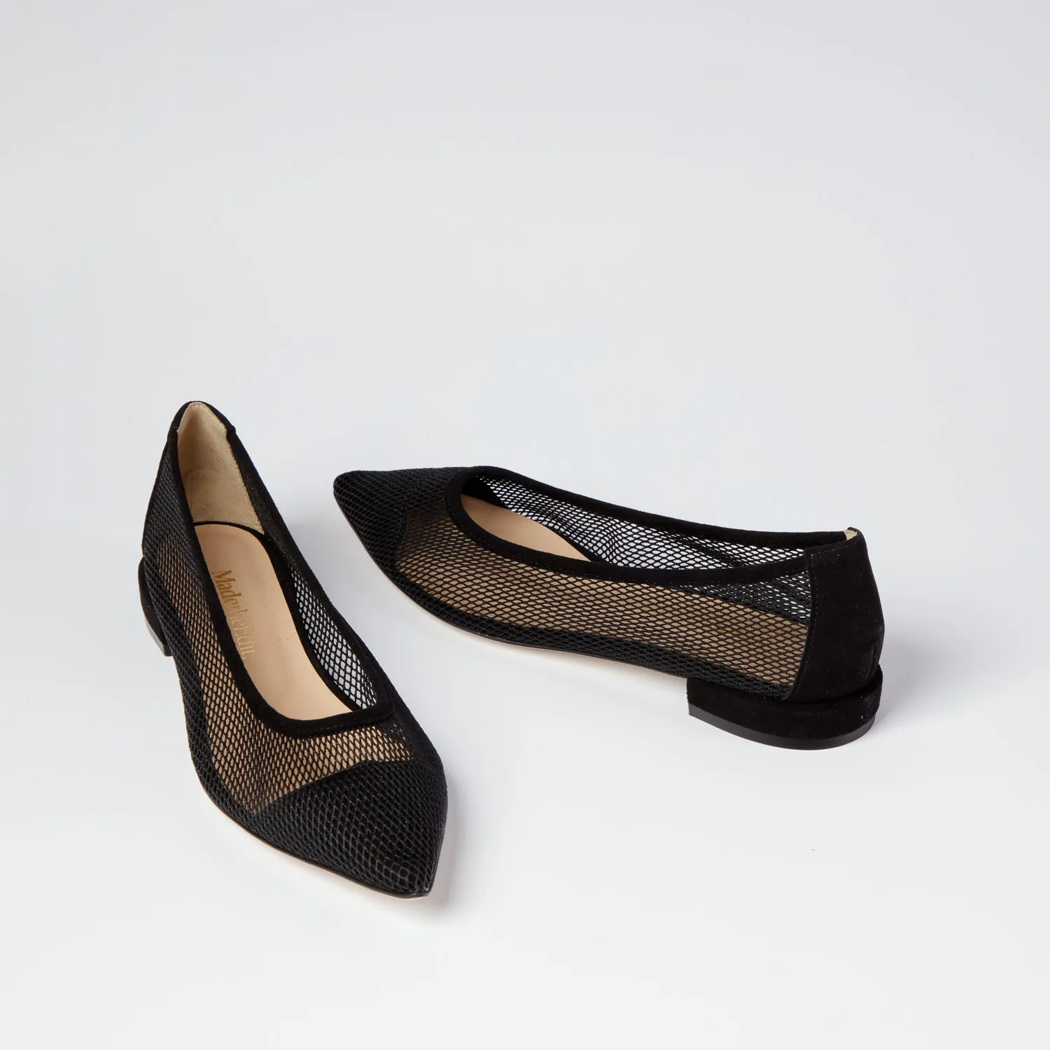Doris Black netted flat
