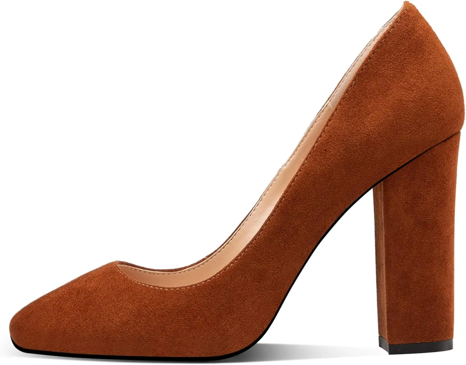 Eldof Women's Block Heel Pumps 4inches Round Toe Sexy Heels Elegant Comfort Classic High Heels Office Wedding Shoes