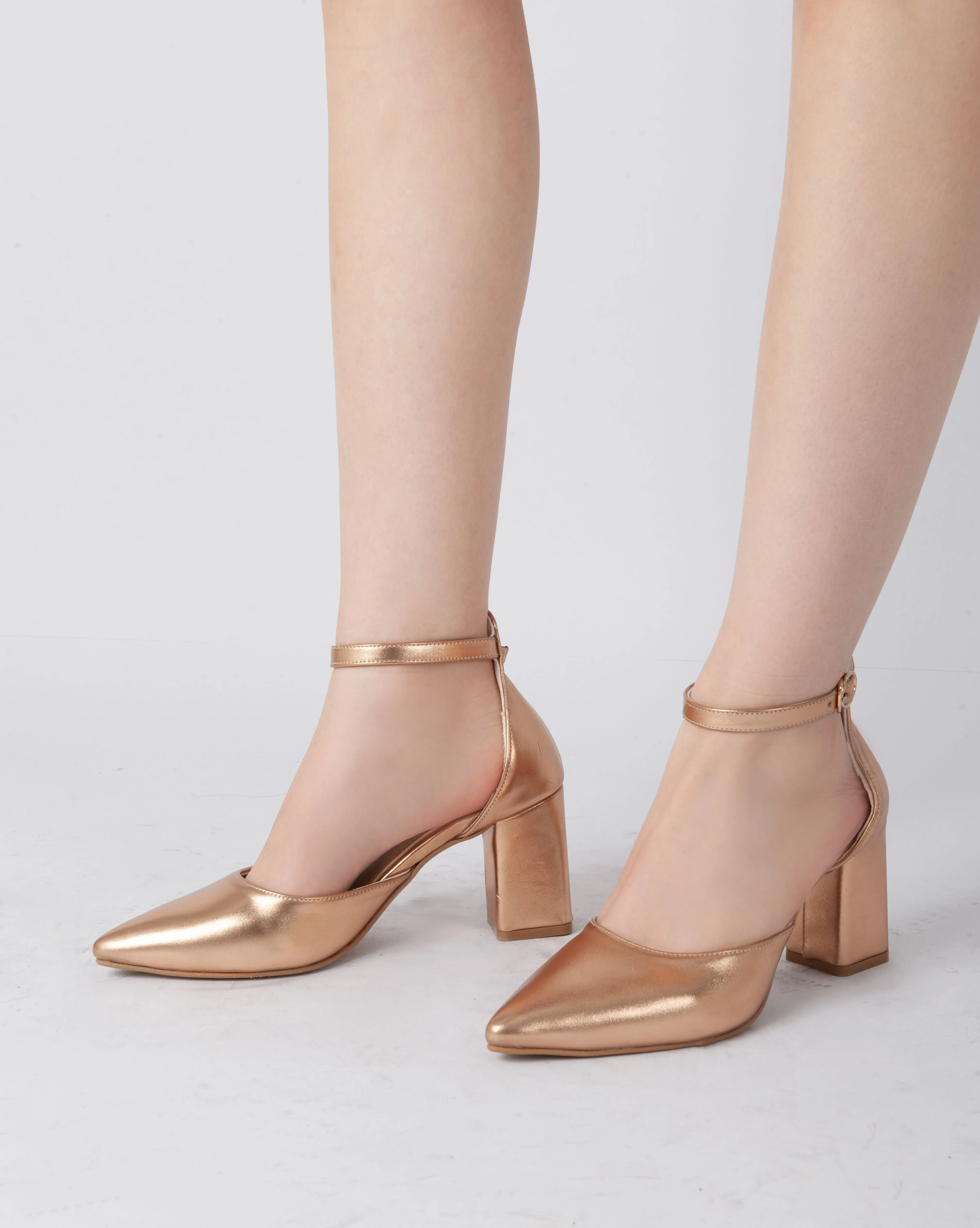 Elegant Ankle Strap Heels - champagne