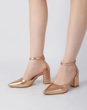 Elegant Ankle Strap Heels - champagne