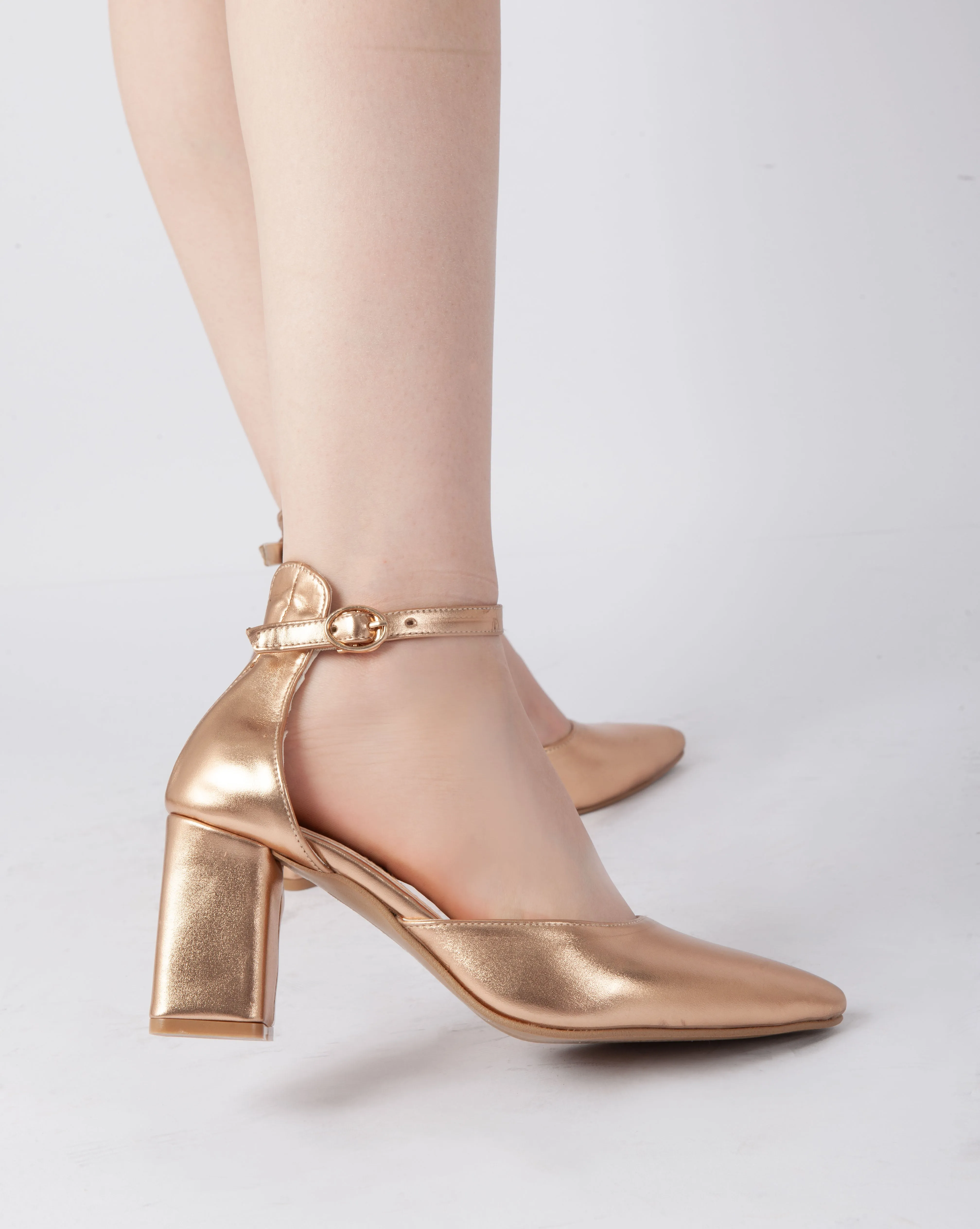 Elegant Ankle Strap Heels - champagne