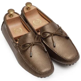 Gommino Leather Bow Loafers (Bronze)