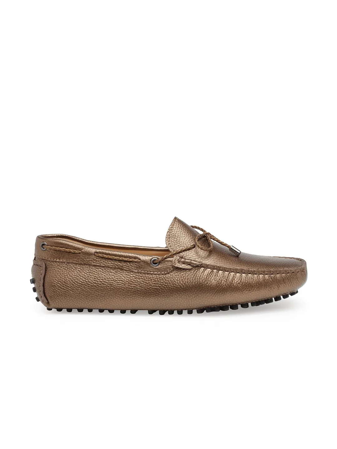 Gommino Leather Bow Loafers (Bronze)