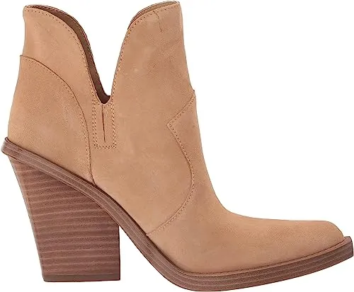 Jessica Simpson Leeshi Almond Pull On Almond Toe Stacked High Heel Ankle Boots