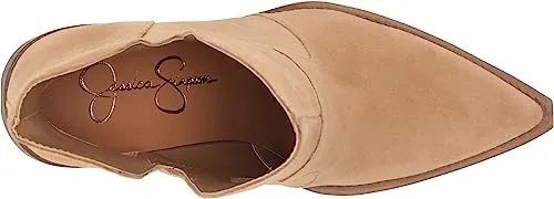 Jessica Simpson Leeshi Almond Pull On Almond Toe Stacked High Heel Ankle Boots