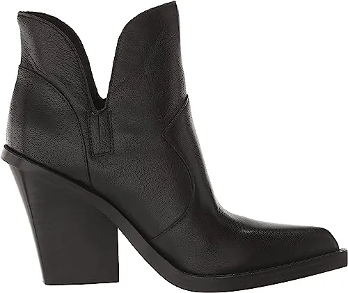 Jessica Simpson Leeshi Black Pull On Almond Toe Stacked High Heel Ankle Boots