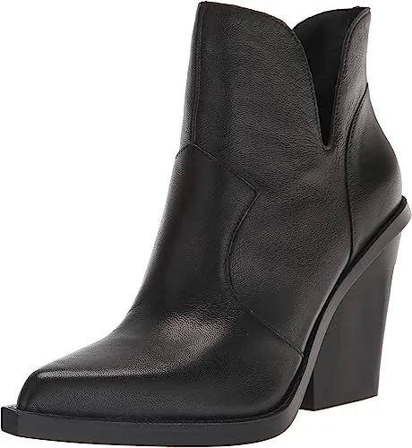 Jessica Simpson Leeshi Black Pull On Almond Toe Stacked High Heel Ankle Boots