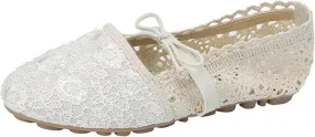 JOEupin Women's Foldable Flats Lace Breathable Round Toe Slip On Casual Ballet Flats Dress Shoes