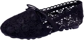JOEupin Women's Foldable Flats Lace Breathable Round Toe Slip On Casual Ballet Flats Dress Shoes