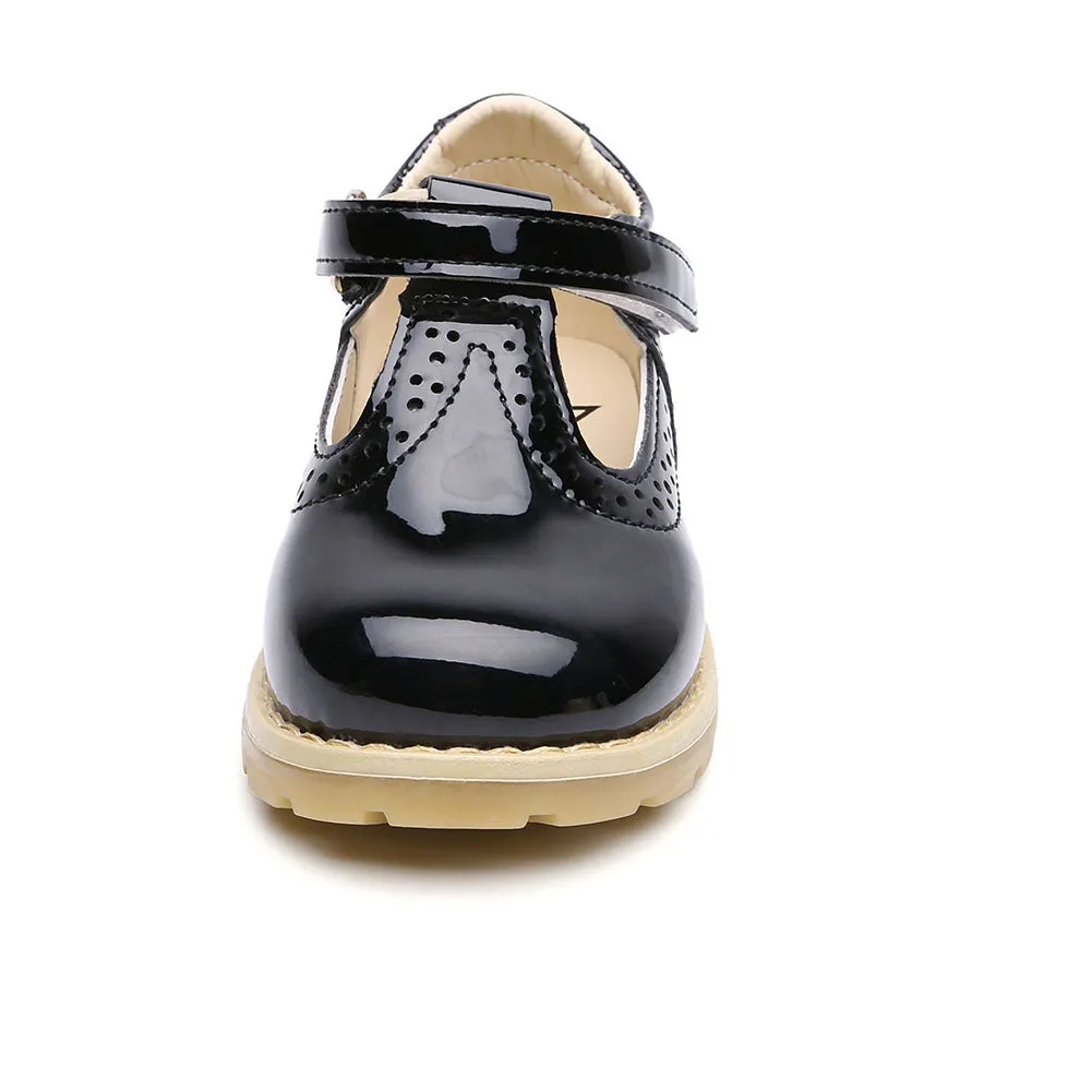 Little Girls School Flat T-Strap Walking Booties Dress Uniform Oxford Shoes