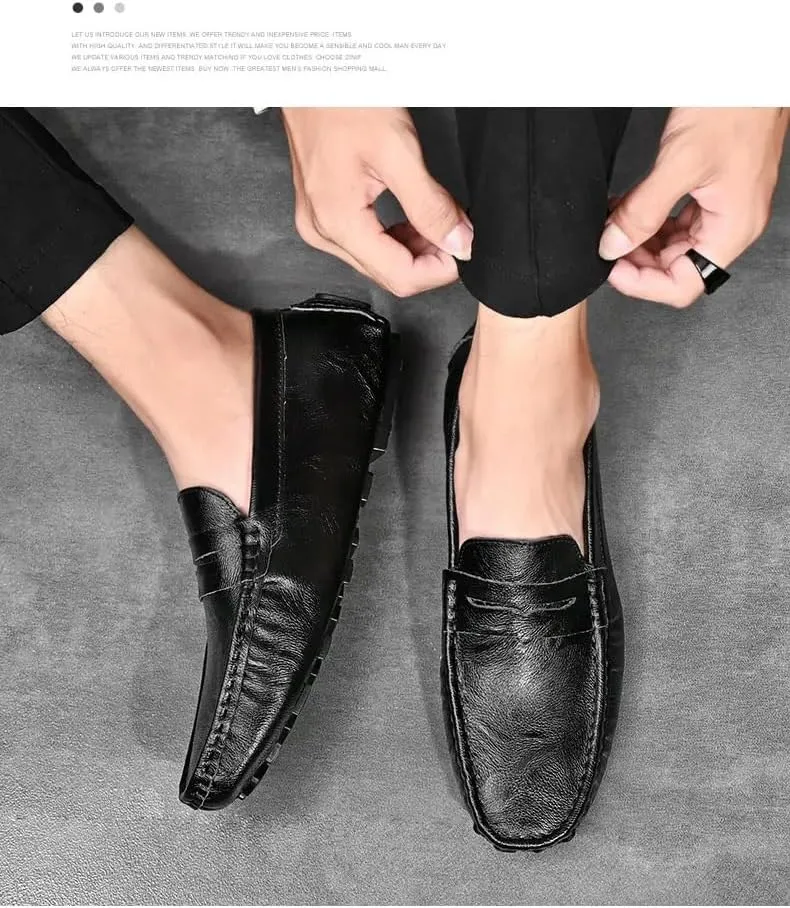 Loafers for Men Driving Penny Loafers PU Leather Boat Shoes Flexible Comfortable Lightweight Casual Classic Slip-on