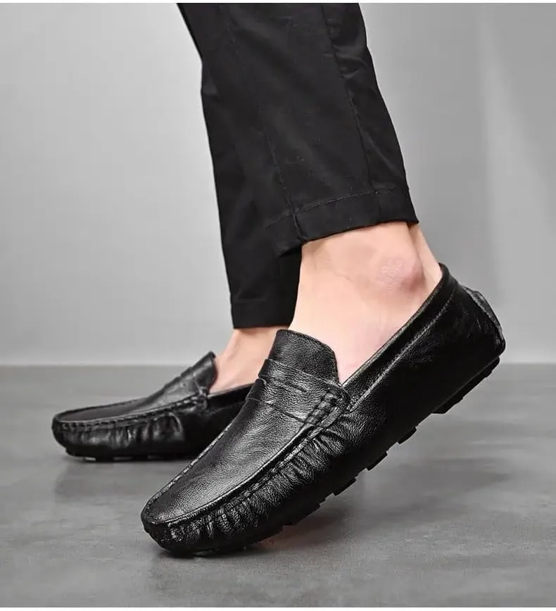 Loafers for Men Driving Penny Loafers PU Leather Boat Shoes Flexible Comfortable Lightweight Casual Classic Slip-on