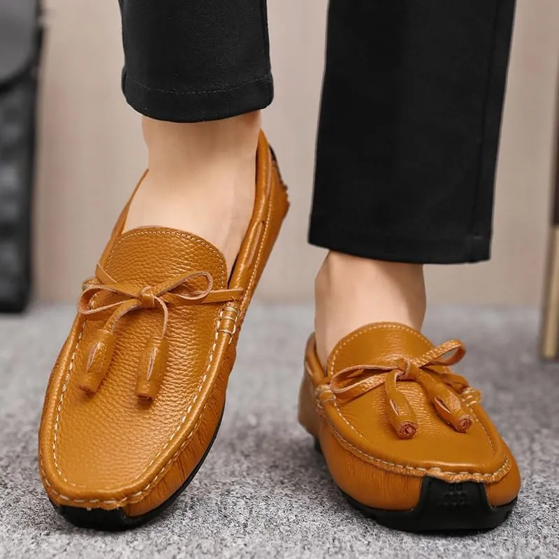 Mens Loafers Square Toe with Tassel Driving Boat Shoes Comfortable Lightweight Flexible Prom Classic Slip On
