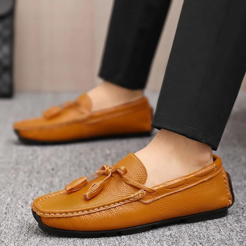 Mens Loafers Square Toe with Tassel Driving Boat Shoes Comfortable Lightweight Flexible Prom Classic Slip On