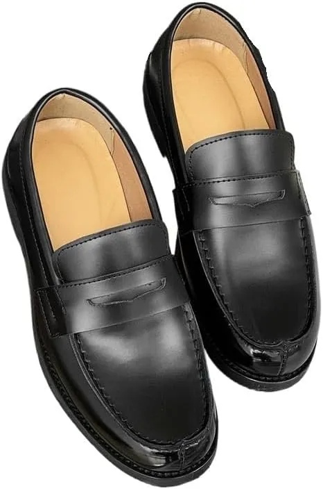 Men's Patent Leather Slip-on Dress Shoes Classic Round Toe Shiny Checkered Comfortable Dress Loafers