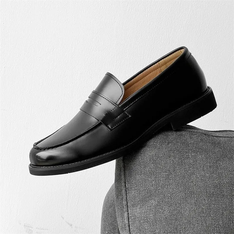 Men's Patent Leather Slip-on Dress Shoes Classic Round Toe Shiny Checkered Comfortable Dress Loafers