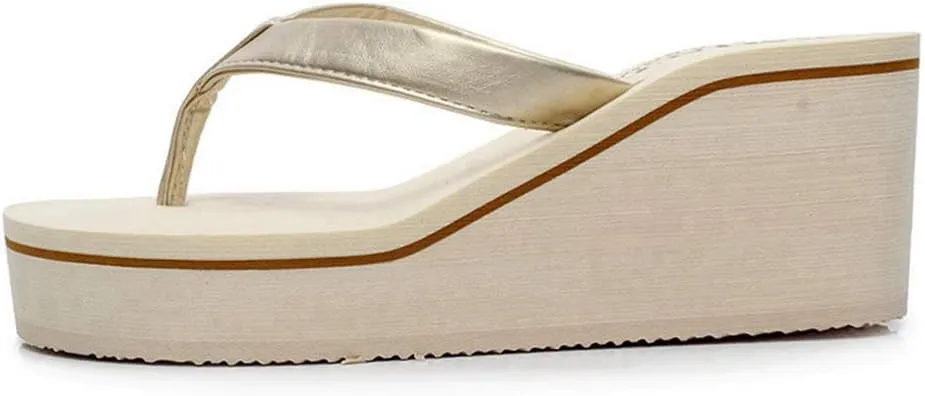 MIOKE Women's Wedge Flipflops Sandals High Heel Platform Summer Beach Nonslip Comfort Casual Thong Sandal