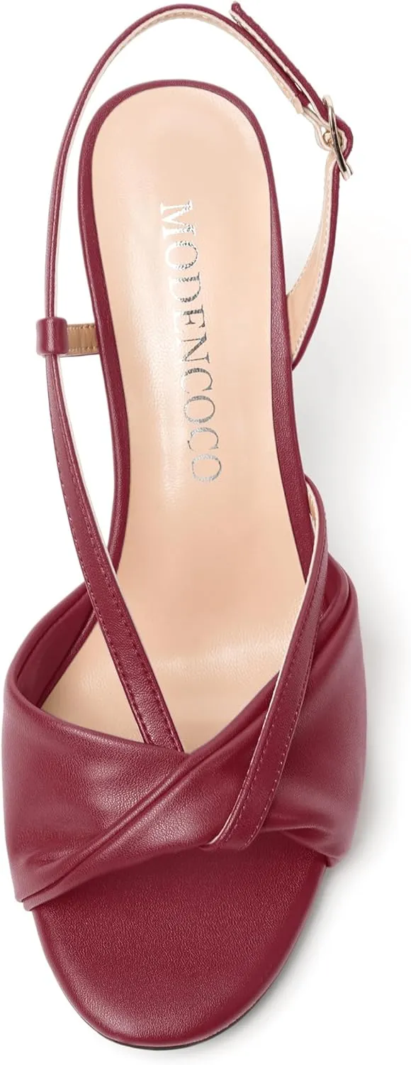 MODENCOCO Womens Stylish Buckle Dress Bridal Open Toe Slingback Matte Kitten Low Heel Heeled Sandals 2 Inch