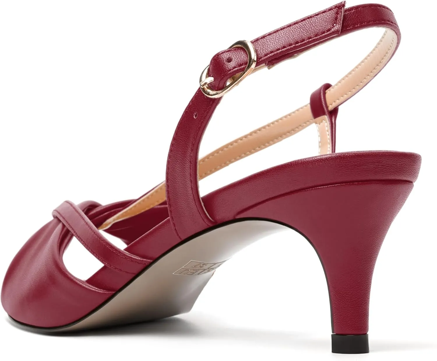 MODENCOCO Womens Stylish Buckle Dress Bridal Open Toe Slingback Matte Kitten Low Heel Heeled Sandals 2 Inch