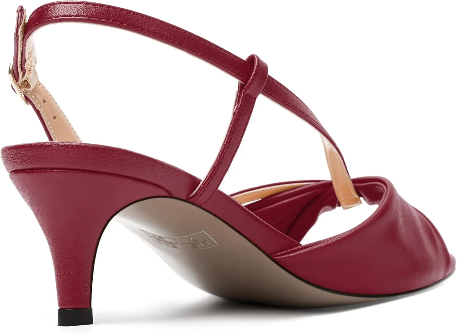 MODENCOCO Womens Stylish Buckle Dress Bridal Open Toe Slingback Matte Kitten Low Heel Heeled Sandals 2 Inch