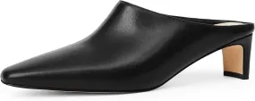 Mule Heels for Women Black Kitten Heel Closed Toe Low Heel Blade Heel Square Toe Backless Slide on Comfortable Open Back Pumps Dress Shoes Formal Size 7.5