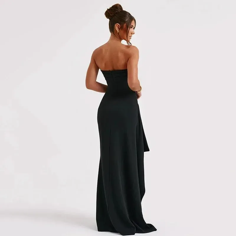 Off-Shoulder Elegant Maxi Dress - Timeless Sophistication