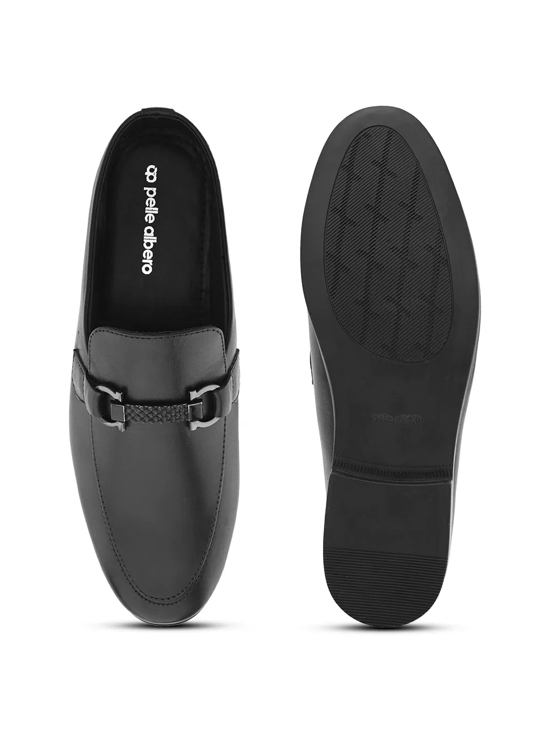 Pelle Albero Black Leather Comfortable Mules