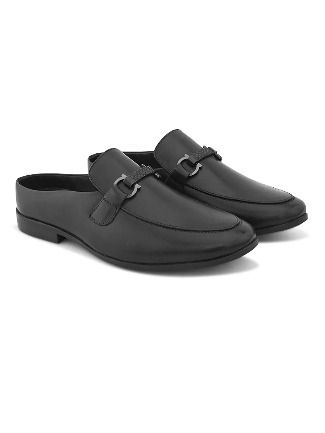 Pelle Albero Black Leather Comfortable Mules