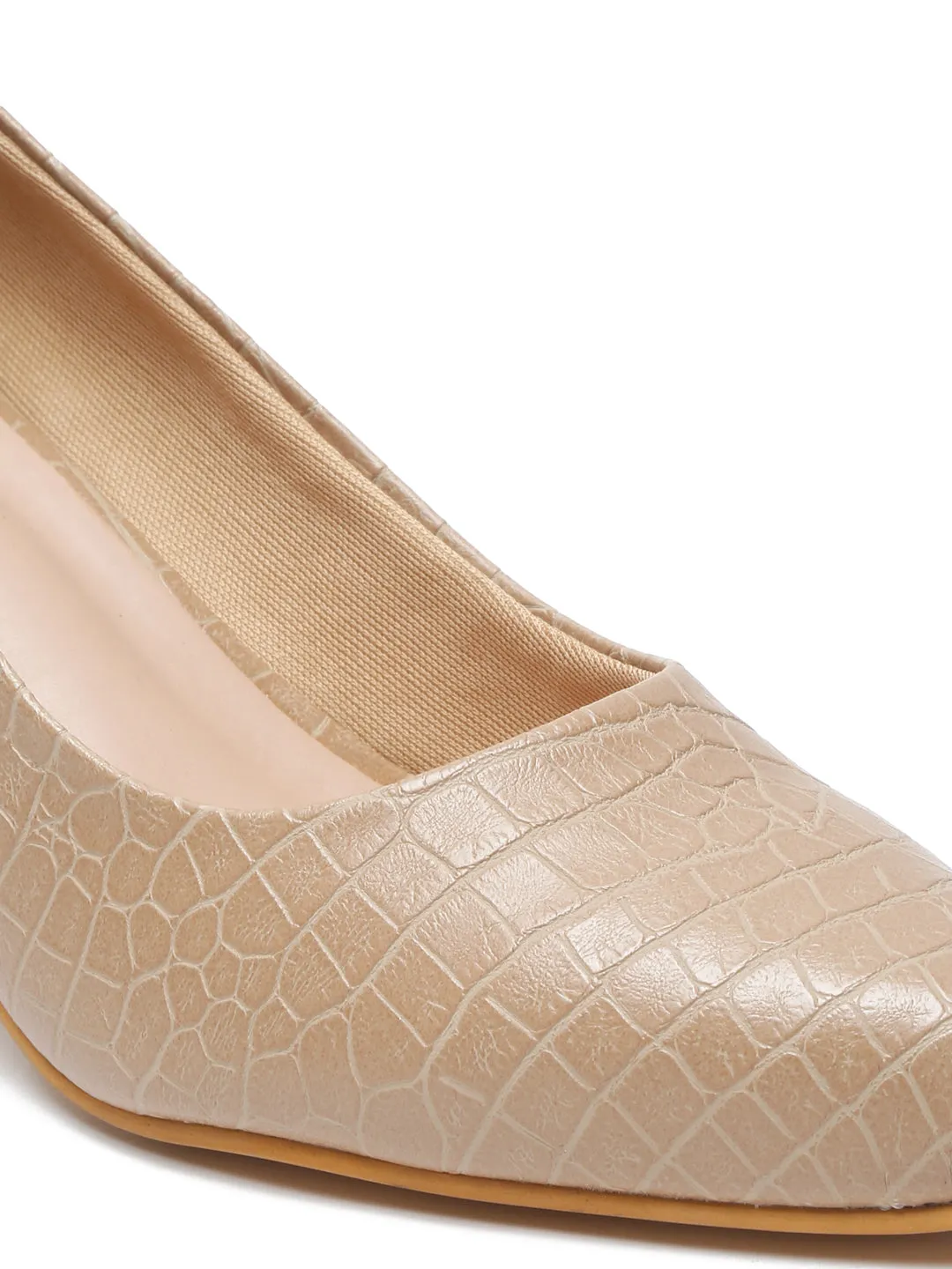 Pelle Albero Women Beige Slip-On Block Heels
