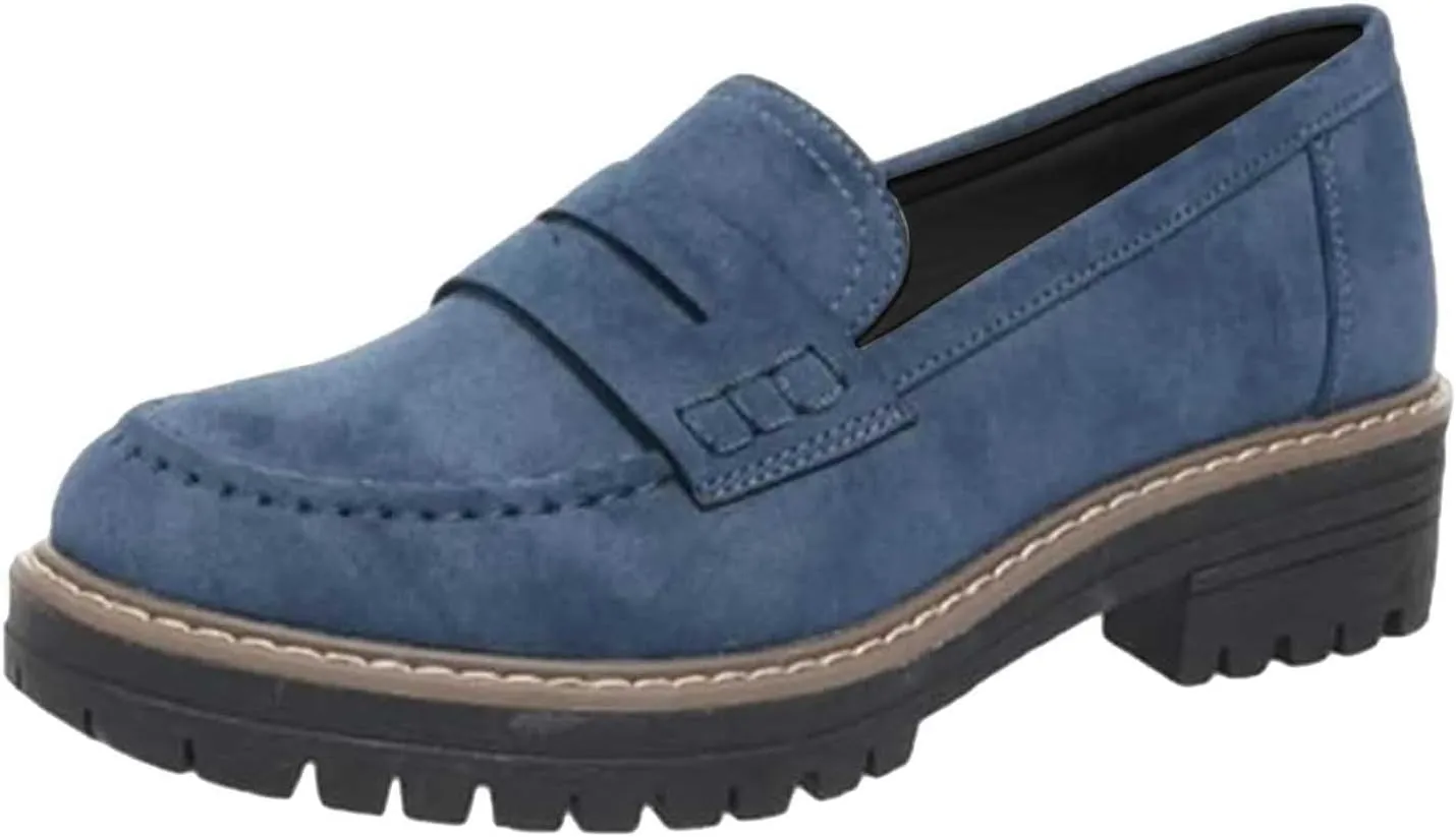 Platform Loafers for Women Comfort Slip On Loafers Casual Business Shoes Classic Fall Shoes Leather Penny Loafers
