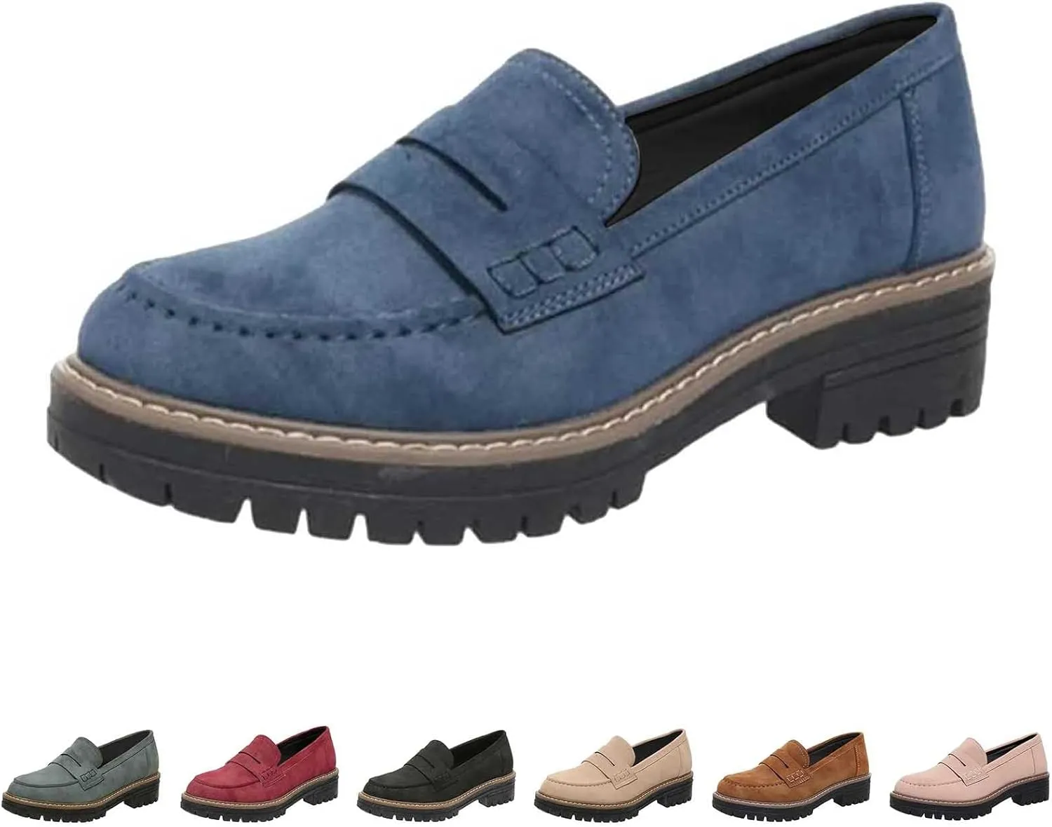 Platform Loafers for Women Comfort Slip On Loafers Casual Business Shoes Classic Fall Shoes Leather Penny Loafers
