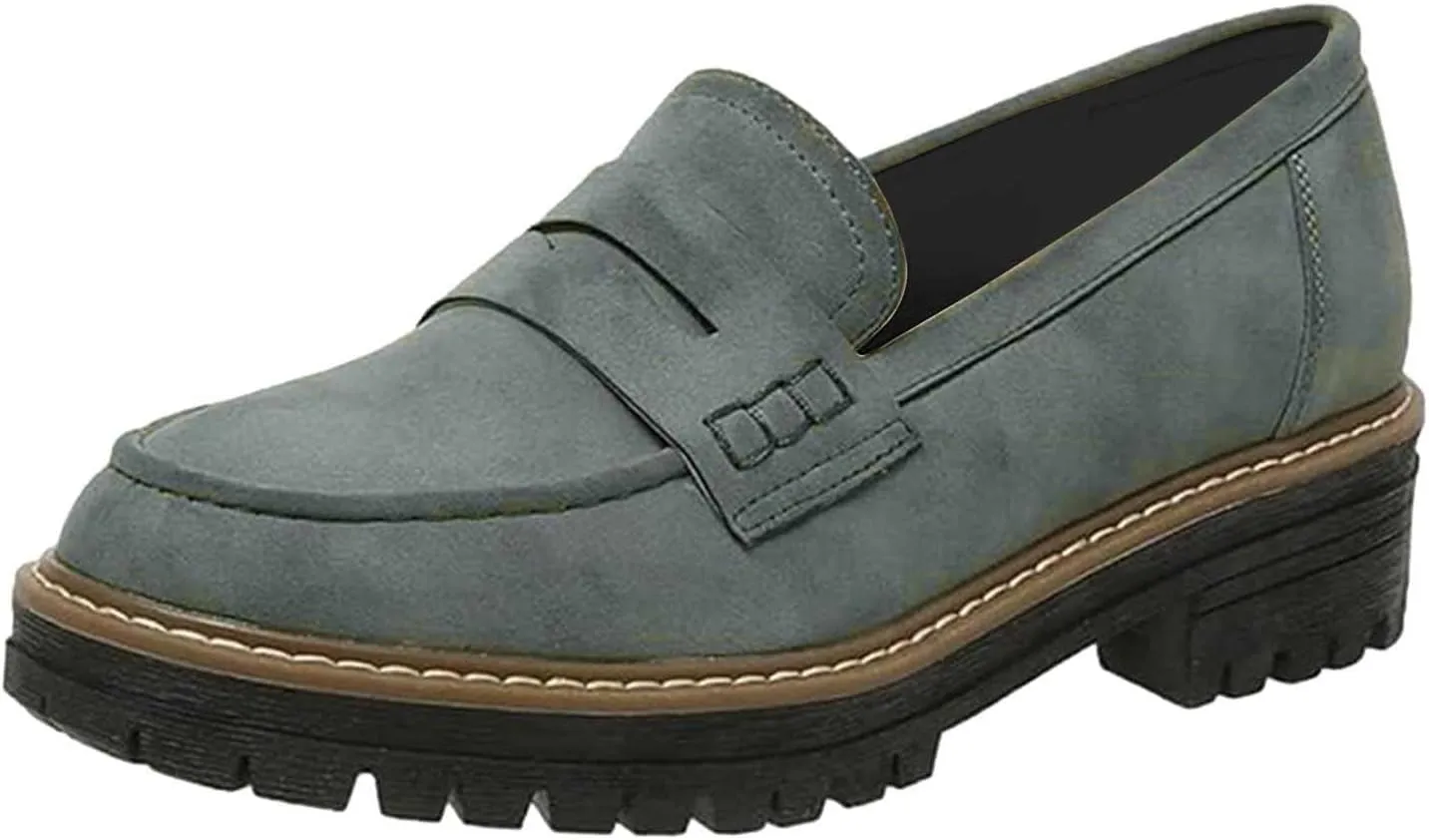 Platform Loafers for Women Comfort Slip On Loafers Casual Business Shoes Classic Fall Shoes Leather Penny Loafers