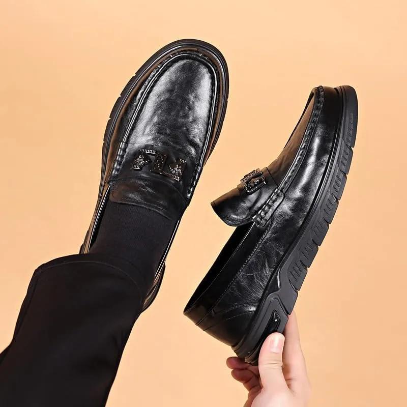 Premium Calfskin Leather Men's Penny Loafers for Business Meetings & Corporate Events, Classic Dress Shoes