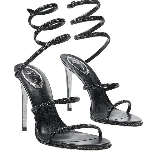 René Caovilla Cleo Black Sandal 105