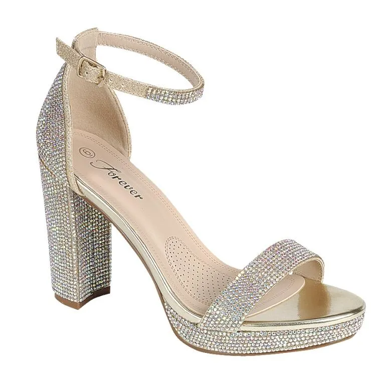 Rhinestone Chunky Heel Josina-99 by Forever