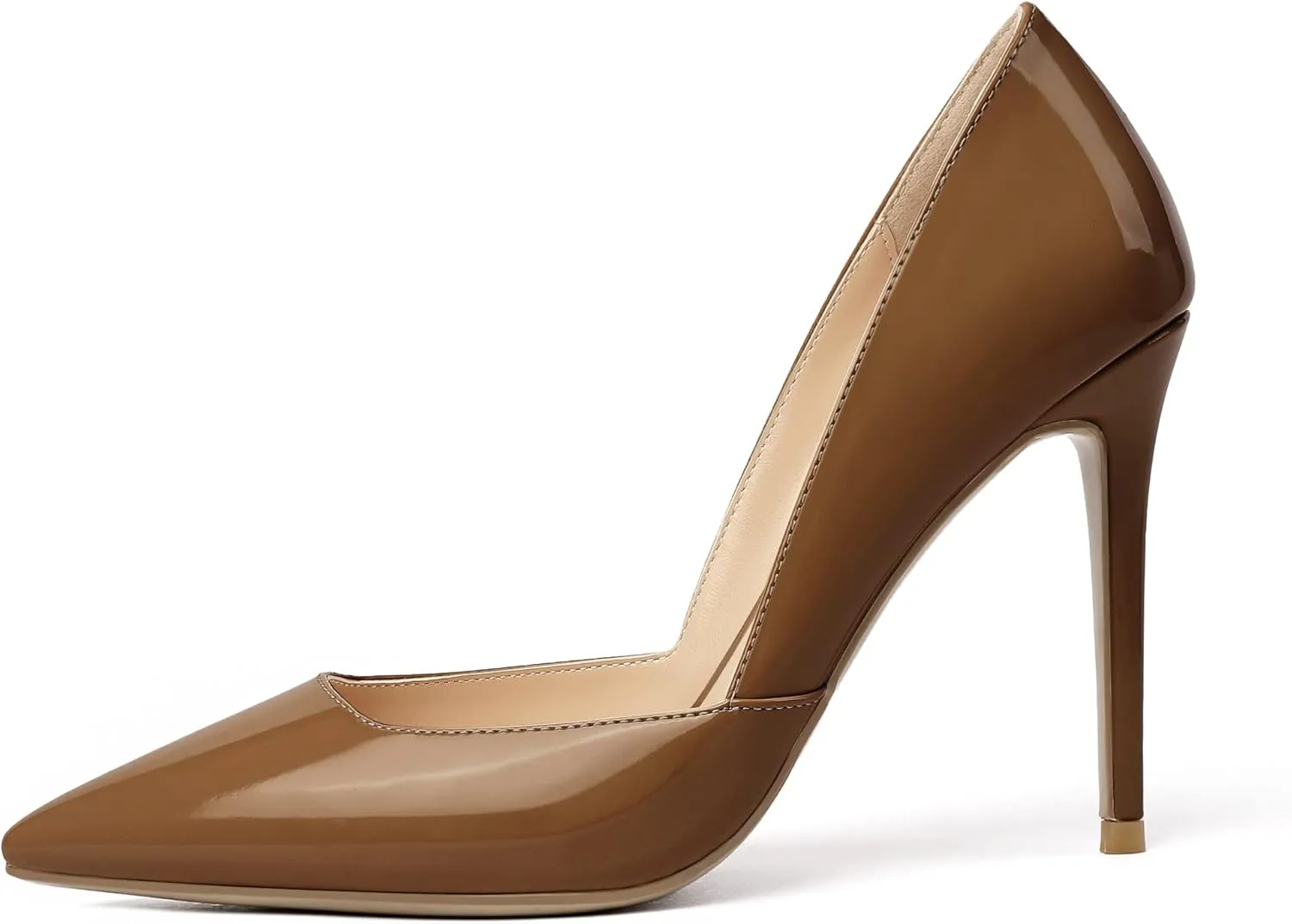 SAMMITOP Women's D'Orsay Slip On High Heels Elegant Pointy Toe Stilettos Pumps 4Inches Office Ladies Shoes
